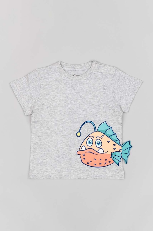 zippy t-shirt bawełniany niemowlęcy ZBBAP0303.23015 szary SS23