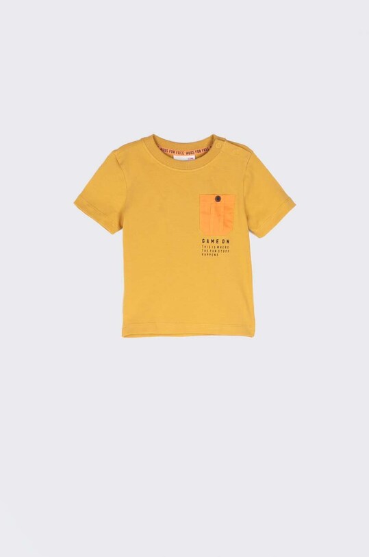 Dječja pamučna majica kratkih rukava Coccodrillo print zlatna WC2143203HUG