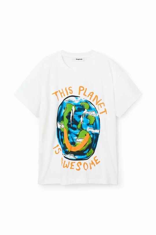 Chłopiec Desigual t-shirt bawełniany dziecięcy 23SBTK09 biały