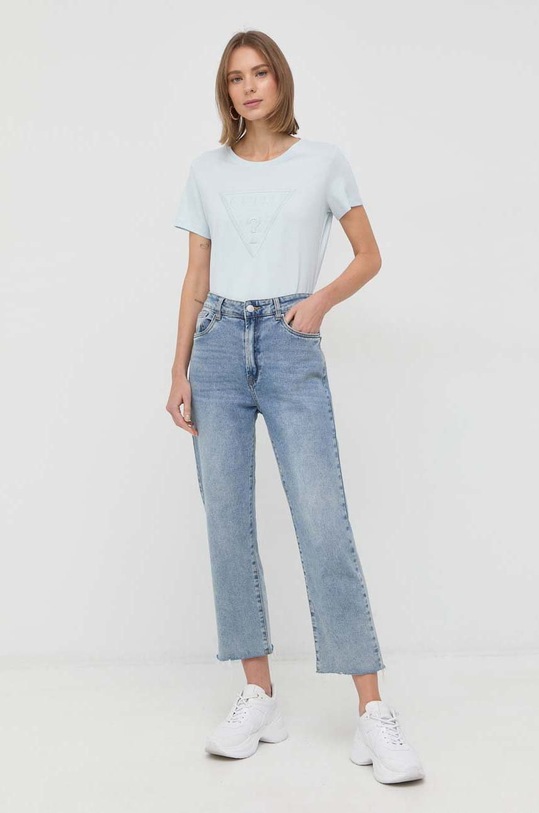 Βαμβακερό μπλουζάκι Guess W3RI19.I3Z14 μπλε SS23