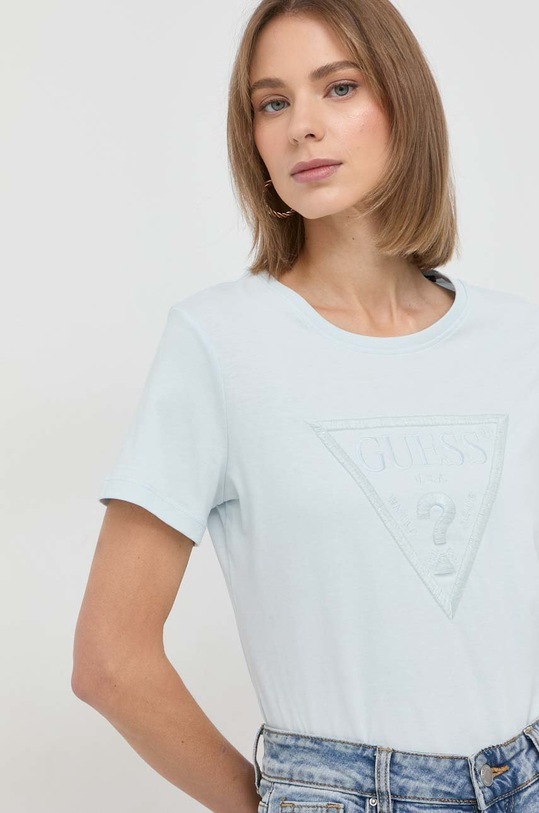 Βαμβακερό μπλουζάκι Guess μπλε W3RI19.I3Z14