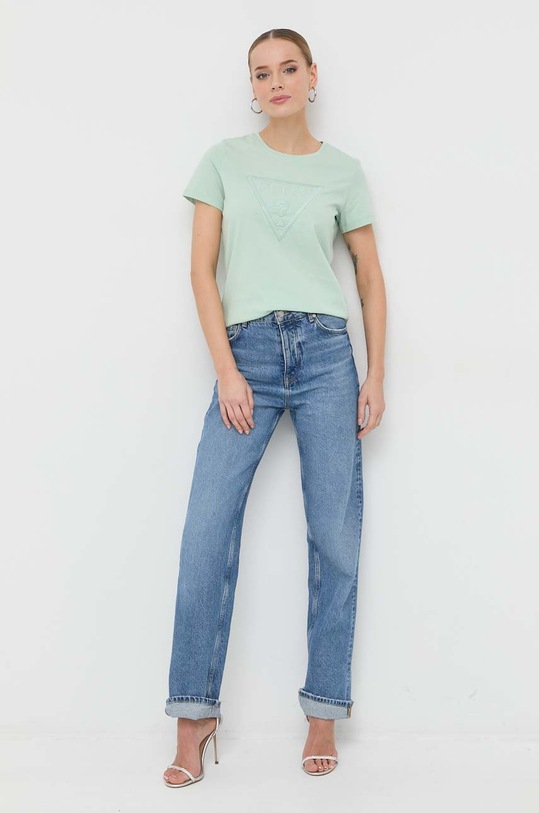 Βαμβακερό μπλουζάκι Guess W3RI19.I3Z14 πράσινο SS23