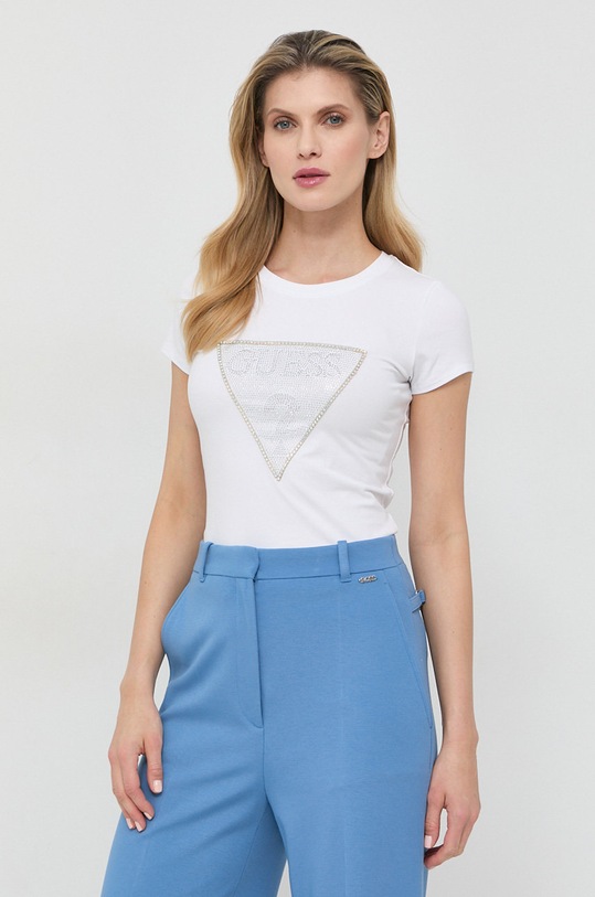 Guess tricou imprimeu alb W3RI05.KA0Q1