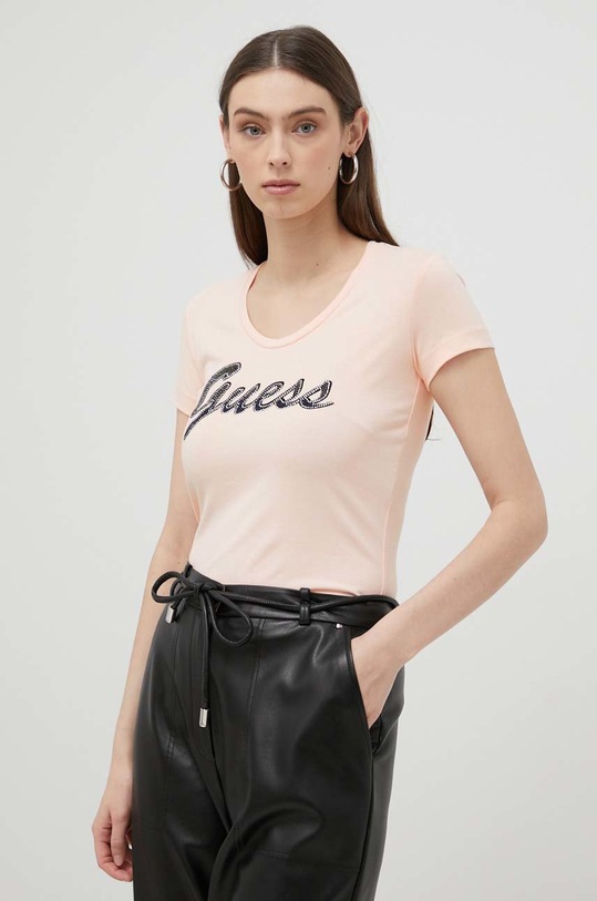 Guess t-shirt aplikacja różowy W3RI50.J1314
