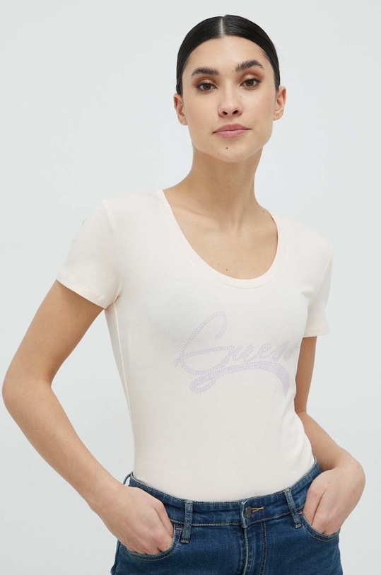 Guess t-shirt regular różowy W3RI14.J1314