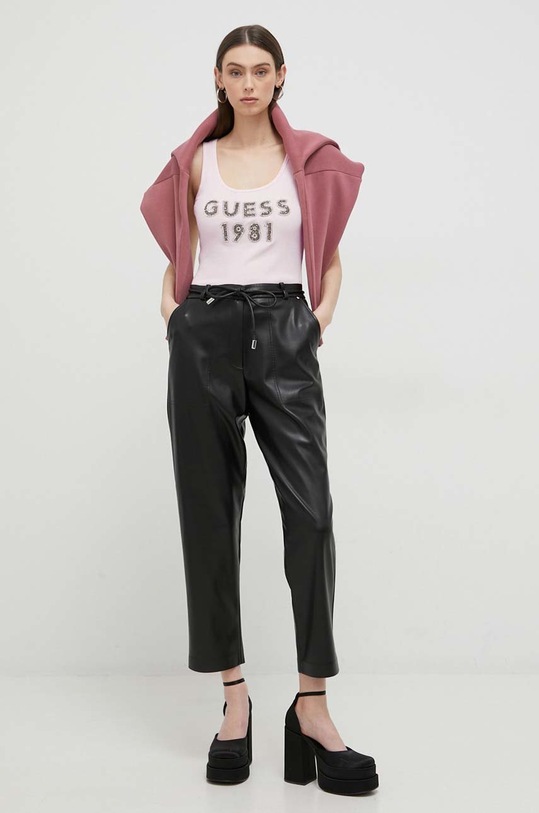 Памучен топ Guess W3RP07.K1814 розов SS23
