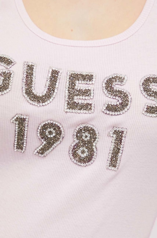 Памучен топ Guess W3RP07.K1814 розов