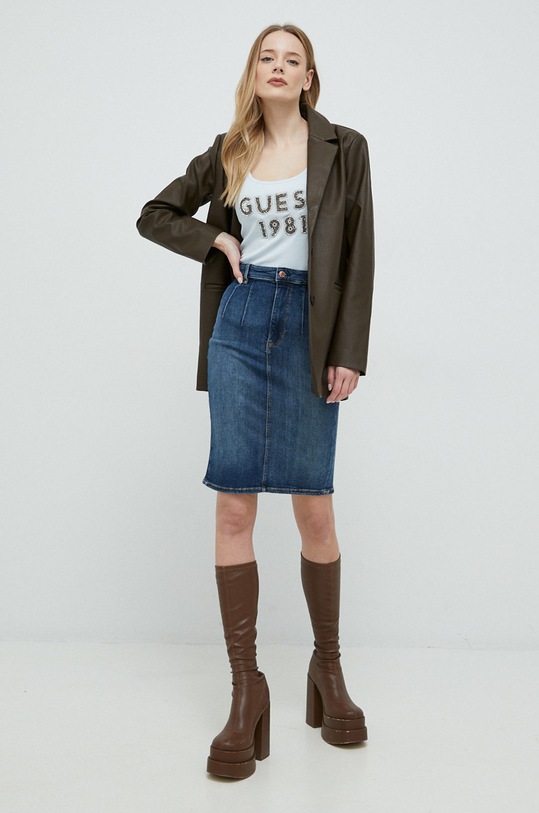 Guess top bawełniany W3RP07.K1814 niebieski SS23