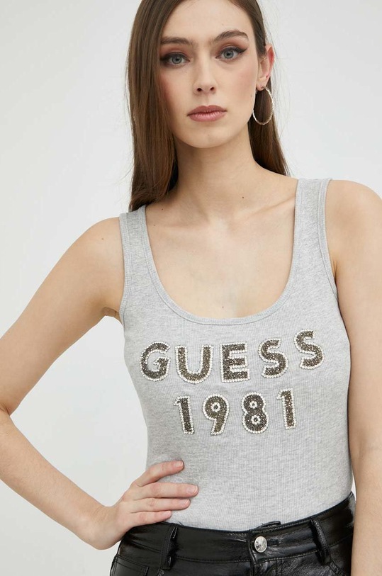 Guess top bawełniany szary W3RP07.K1814