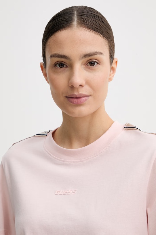 Guess t-shirt bawełniany BRITNEY różowy V3RI08.I3Z14