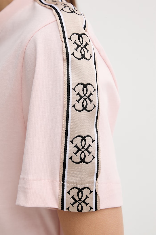 Guess t-shirt bawełniany BRITNEY V3RI08.I3Z14 różowy