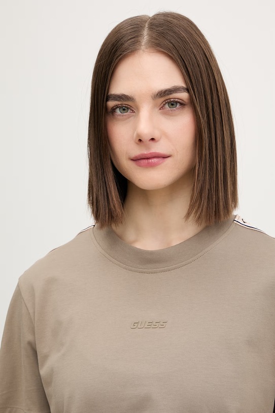 Guess tricou din bumbac BRITNEY bej V3RI08.I3Z14