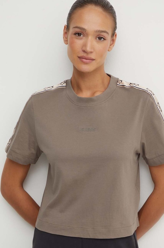 Guess t-shirt bawełniany BRITNEY regular brązowy V3RI08.I3Z14
