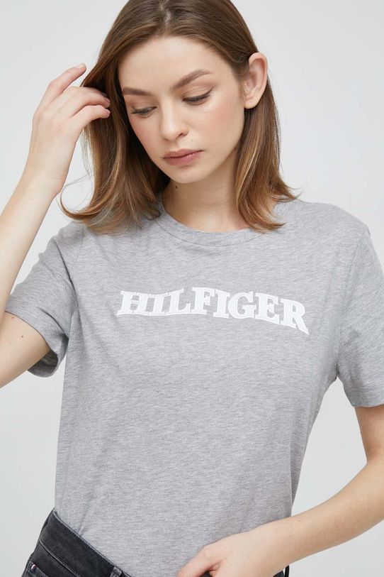 Pamučna majica Tommy Hilfiger Planet friendly siva WW0WW37562.PPYX