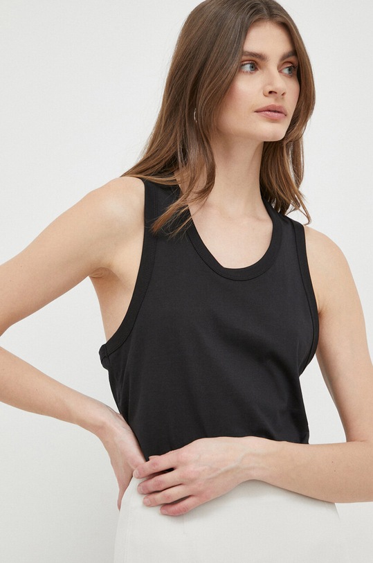 Βαμβακερό Top Calvin Klein κανονικό μαύρο K20K205544.PPYX