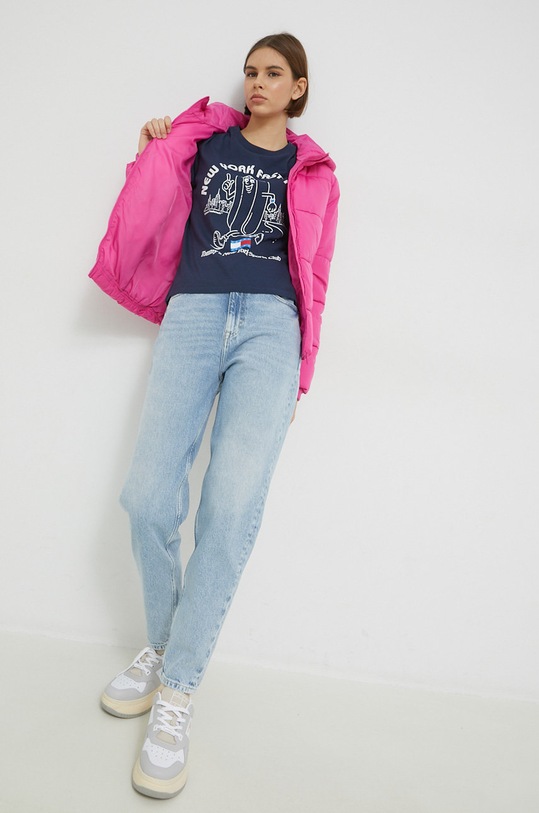 bavlněné tričko Tommy Jeans DW0DW15072.PPYX námořnická modř SS23