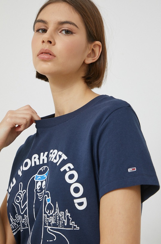 bavlněné tričko Tommy Jeans námořnická modř DW0DW15072.PPYX