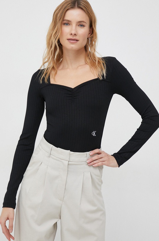 Calvin Klein Jeans body z elastanem czarny J20J220816.PPYX