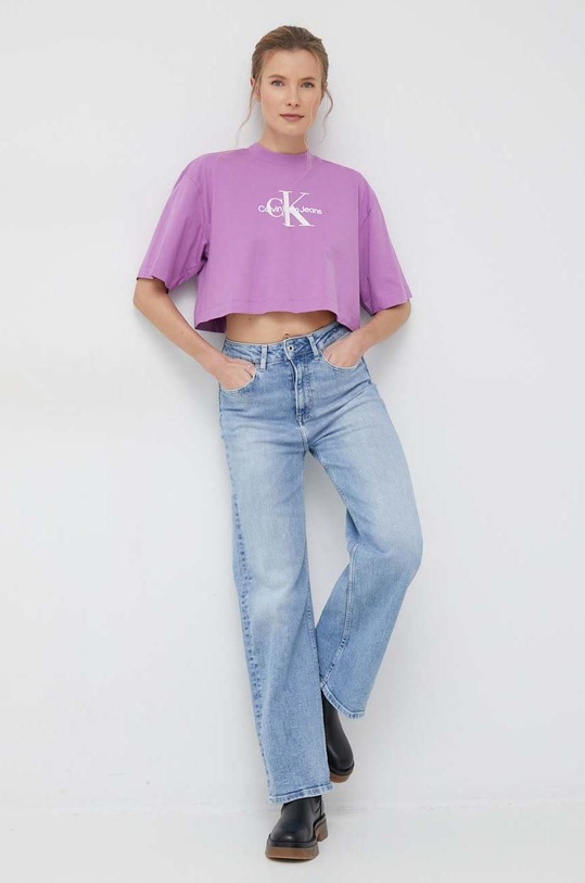 Calvin Klein Jeans tricou din bumbac J20J220280.PPYX violet SS23