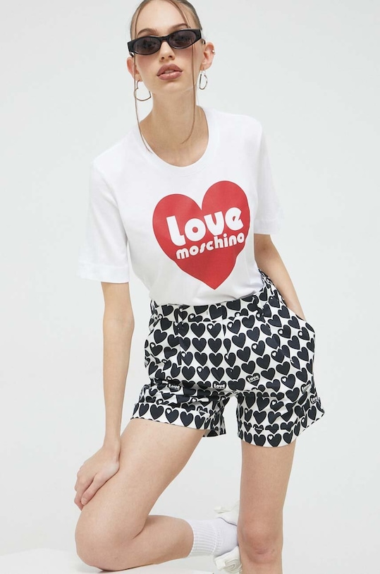 Love Moschino t-shirt bawełniany W.4.F15.4A.M.4405 biały SS23