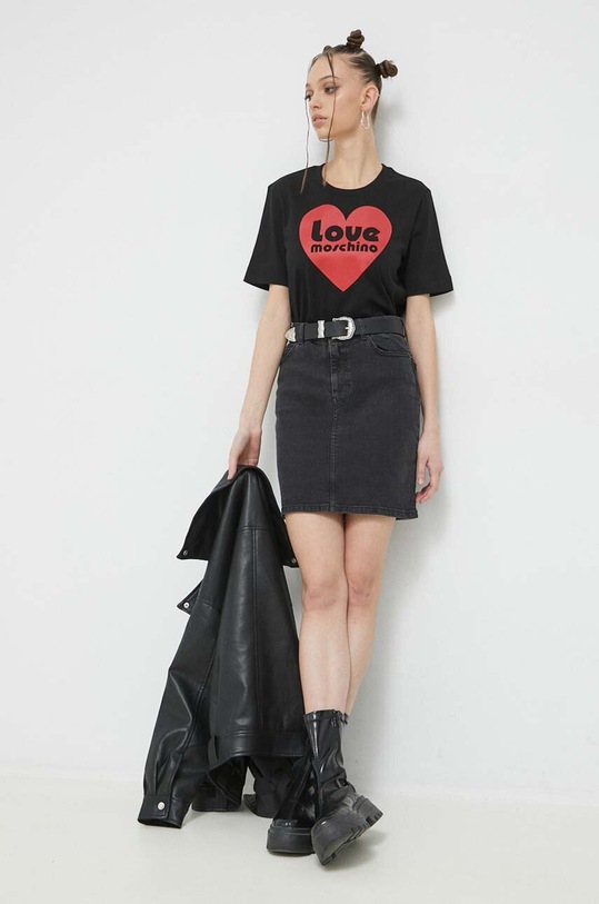 Love Moschino t-shirt bawełniany W.4.F15.4A.M.4405 czarny SS23