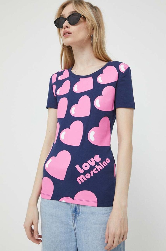 Love Moschino tricou W.4.H19.35.E.1951 bleumarin SS23
