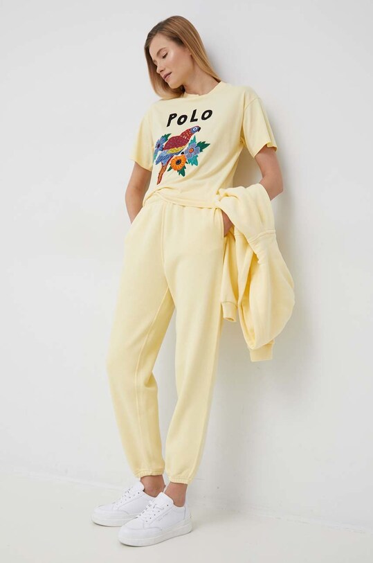 Βαμβακερό μπλουζάκι Polo Ralph Lauren 211892613 κίτρινο SS23