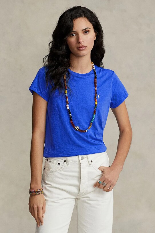 Βαμβακερό μπλουζάκι Polo Ralph Lauren κανονικό μπλε 211898698