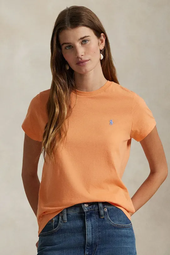 Bavlnené tričko Polo Ralph Lauren jednofarebný oranžová 211898698