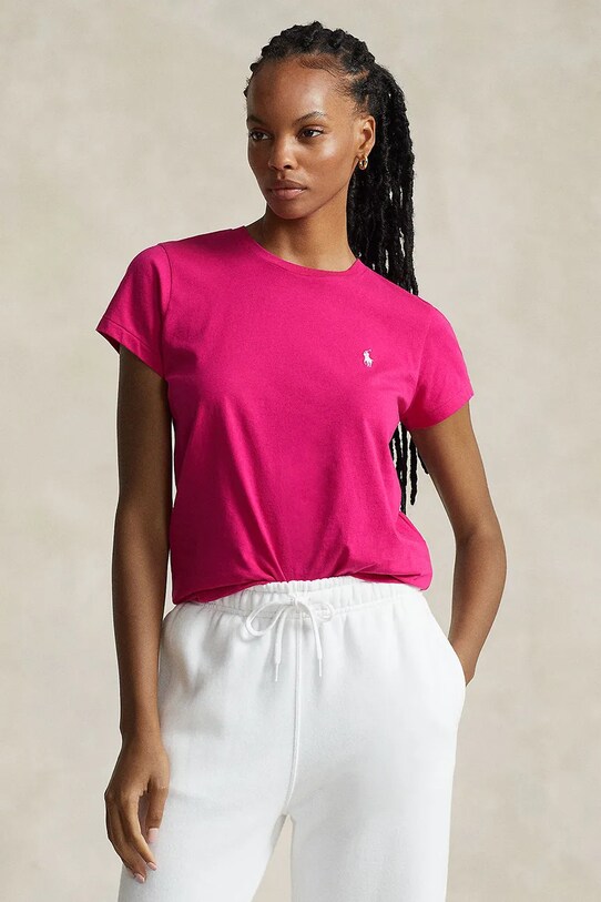 Bavlnené tričko Polo Ralph Lauren jednofarebný ružová 211898698