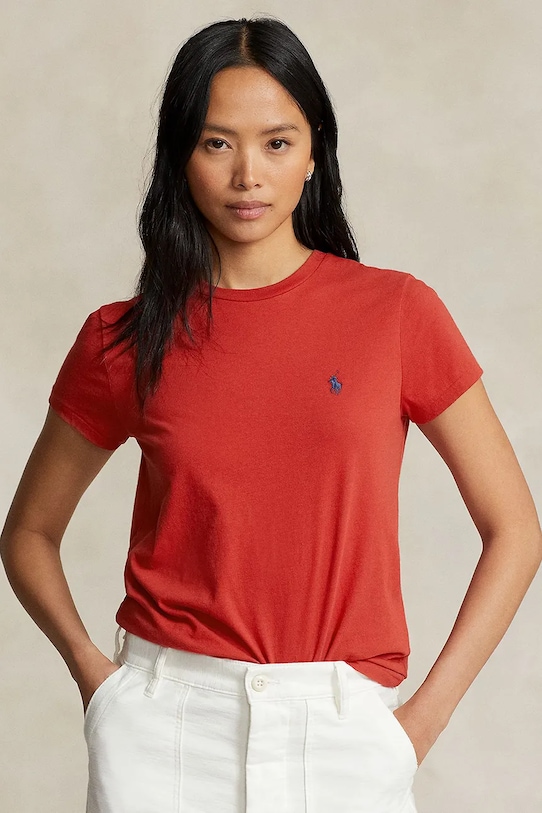 Bavlnené tričko Polo Ralph Lauren jednofarebný červená 211898698