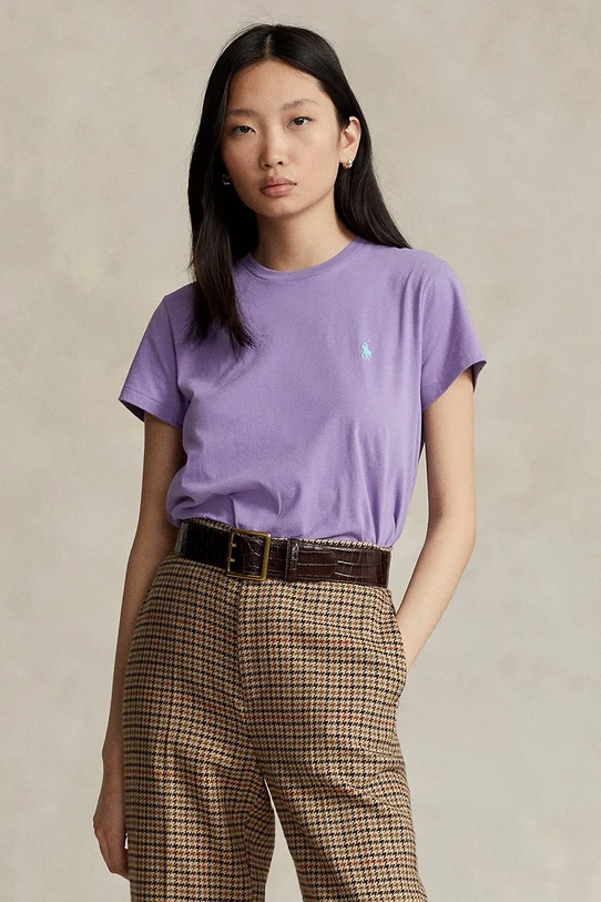 Bavlnené tričko Polo Ralph Lauren jednofarebný fialová 211898698