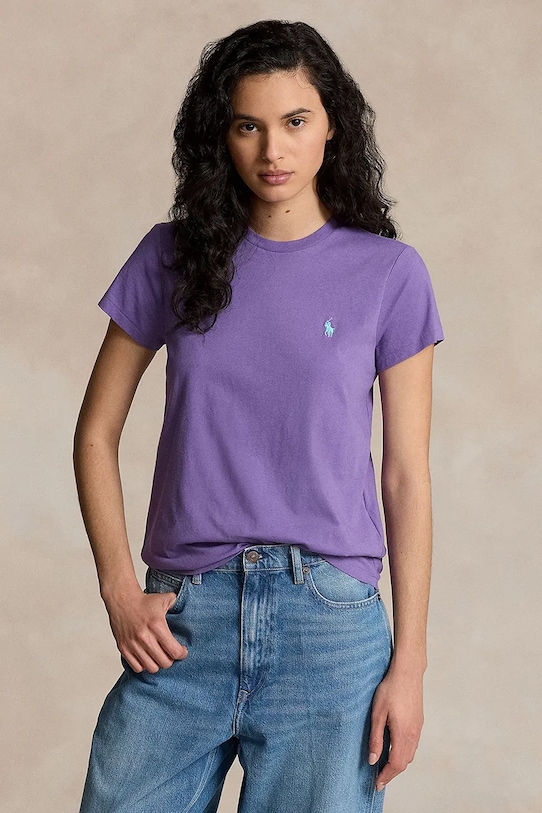 Bavlněné tričko Polo Ralph Lauren fialová 211898698