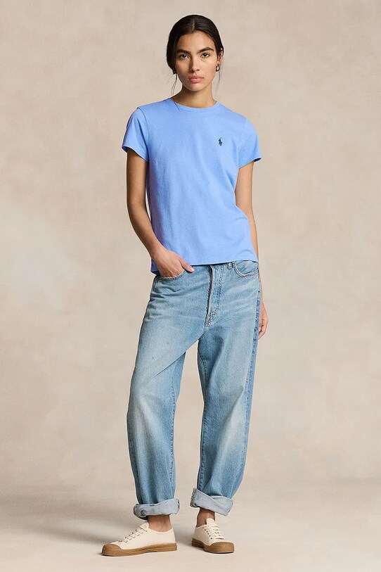 Ρούχα Βαμβακερό μπλουζάκι Polo Ralph Lauren 211898698 μπλε