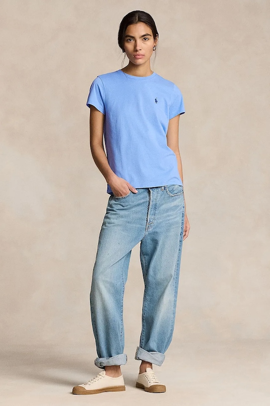 Одежда Хлопковая футболка Polo Ralph Lauren 211898698 голубой