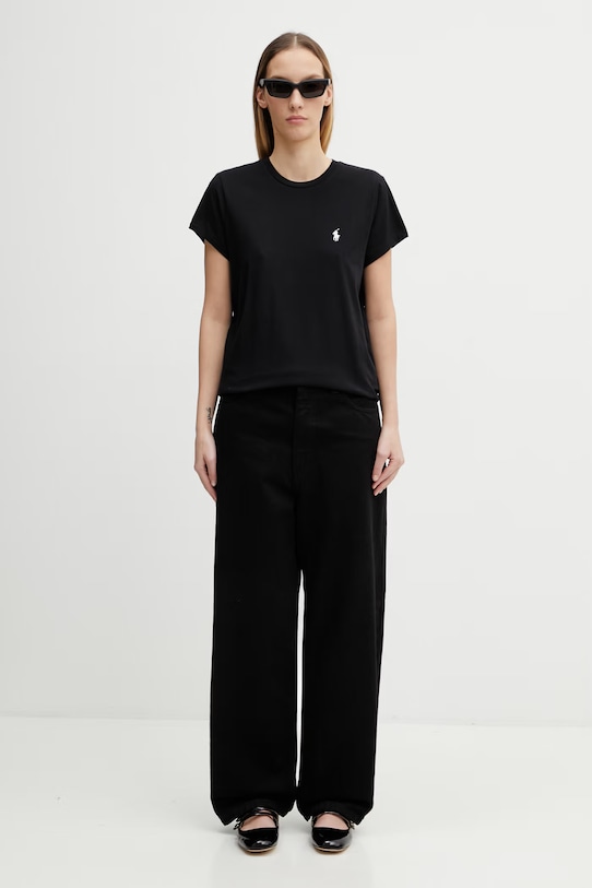 Памучна тениска Polo Ralph Lauren 211898698 черен