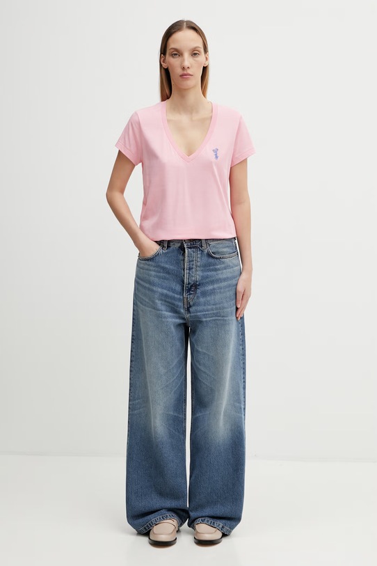 Памучна тениска Polo Ralph Lauren 211902403 розов