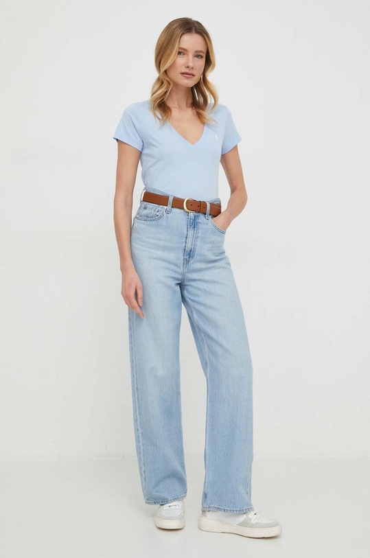 Bavlnené tričko Polo Ralph Lauren 211902403 modrá AA00