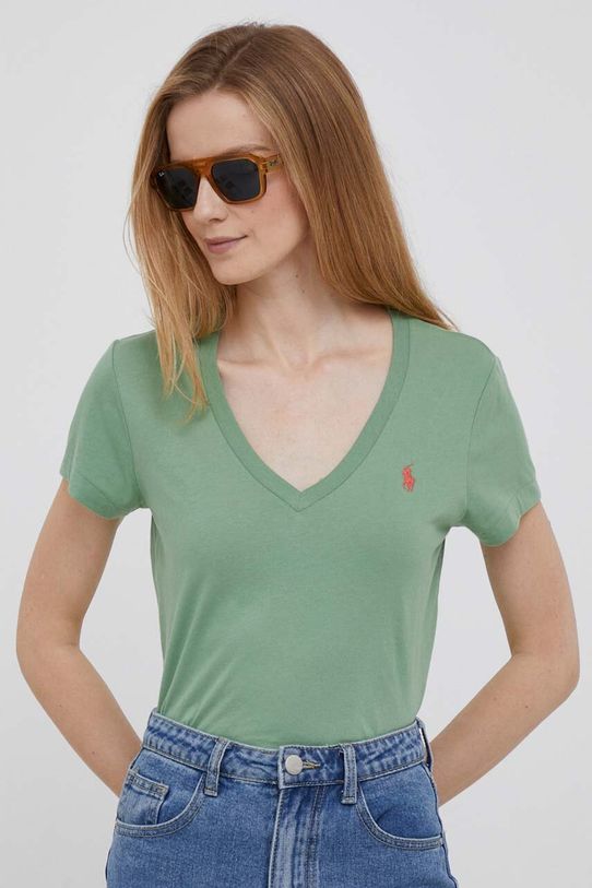 Bavlnené tričko Polo Ralph Lauren jednofarebný zelená 211902403