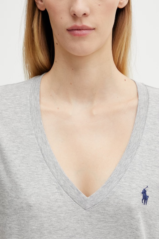 Памучна тениска Polo Ralph Lauren сив 211902403