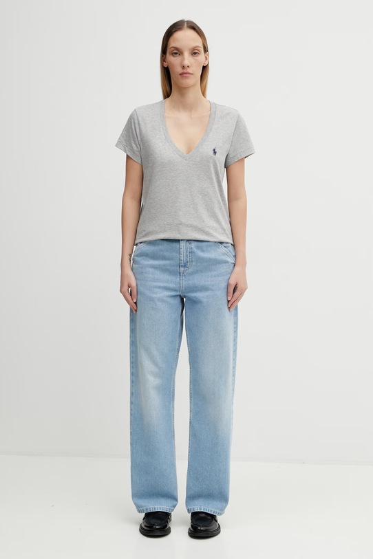 Памучна тениска Polo Ralph Lauren 211902403 сив