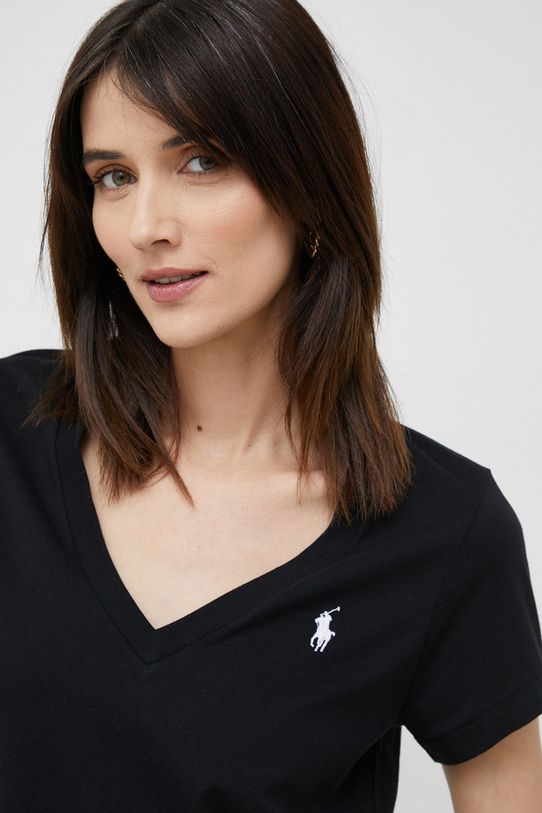 Βαμβακερό μπλουζάκι Polo Ralph Lauren μαύρο 211902403