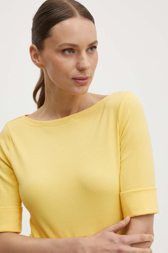 Lauren Ralph Lauren t-shirt γυναικείο με βαμβάκι κίτρινο 200654963