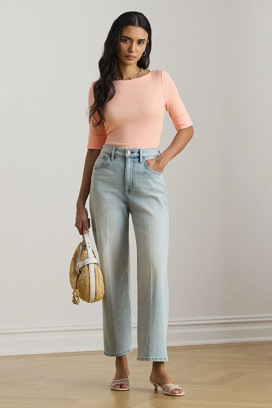 Odzież Lauren Ralph Lauren t-shirt damski z bawełną 200654963 pomarańczowy