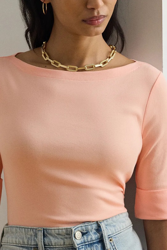 Lauren Ralph Lauren t-shirt damski z bawełną pomarańczowy 200654963