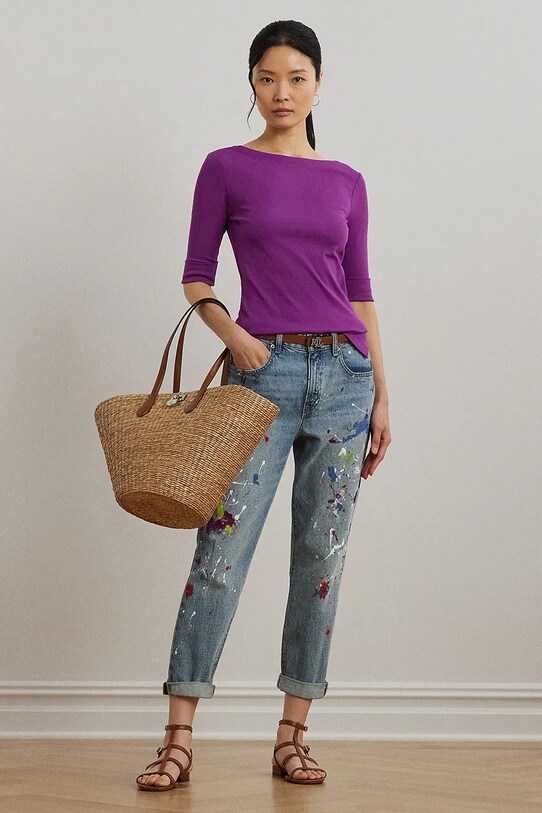 Tričko Lauren Ralph Lauren fialová 200654963
