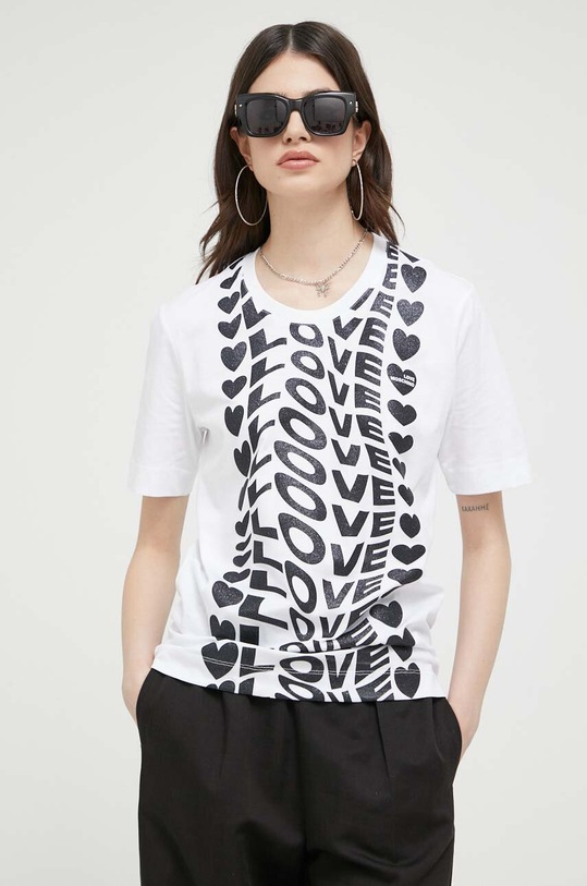 Love Moschino t-shirt bawełniany nadruk biały W.4.F15.4H.M.3876