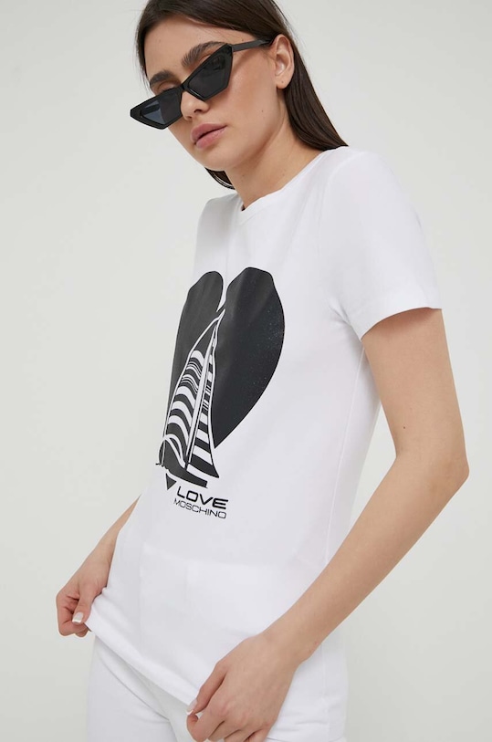 Love Moschino t-shirt elasztánnal fehér W.4.F73.2R.E.1951