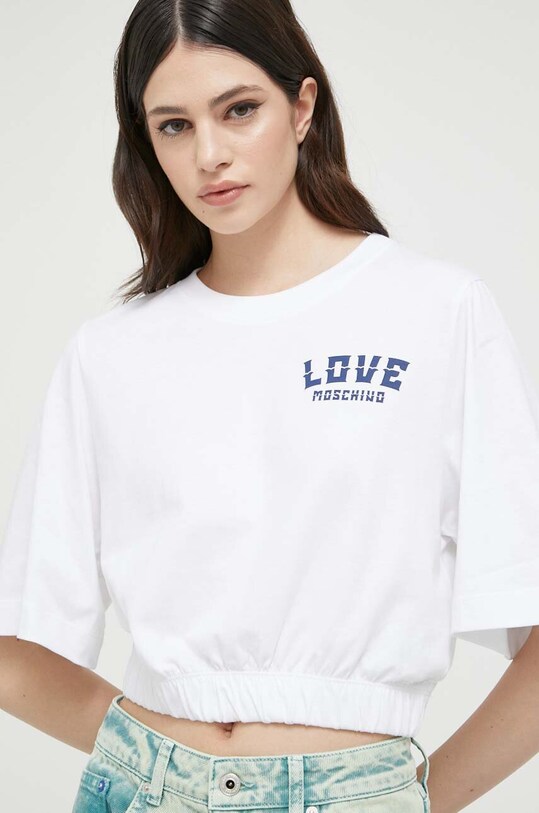 Love Moschino t-shirt bawełniany nadruk biały W.4.H97.01.M.3876