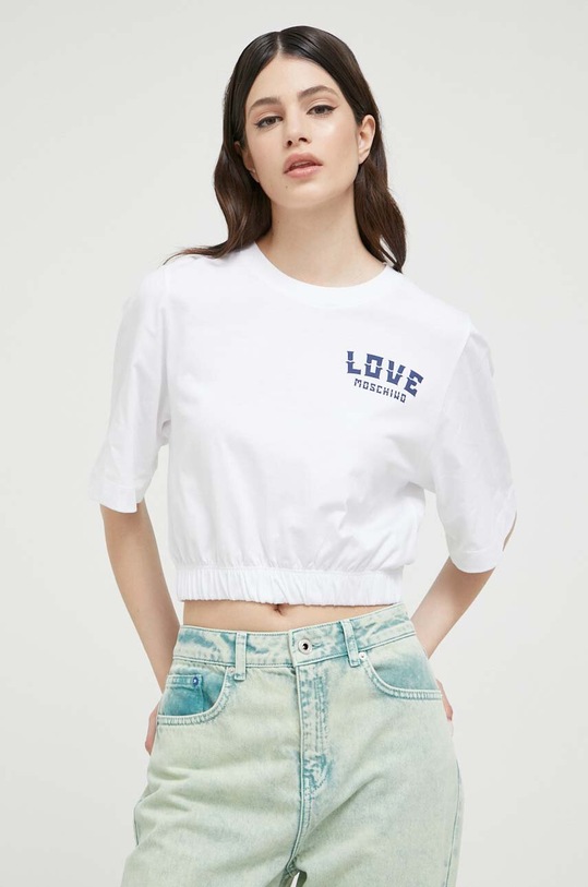 Bavlněné tričko Love Moschino bílá W.4.H97.01.M.3876